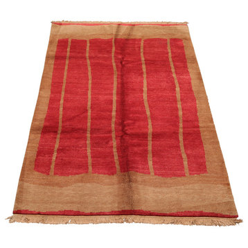 Red Tan Color Tibetan Rug, 6'x9'