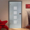 Single Sliding Barn Glass Door,  With Frosted Lines design, 40"x84"inches