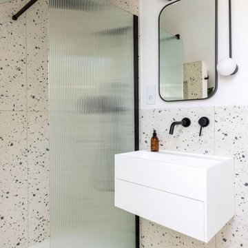 Terrazzo tiled, light and airy ensuite