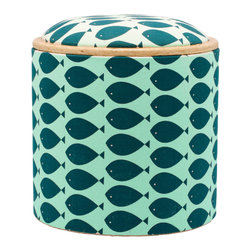 Pomada - Fish Turquoise Box Ottoman - Footstools And Ottomans
