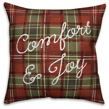 Comfort and Joy, Merry and Bright Throw Pillow, 18"x18"