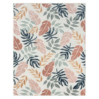 Tayse Rugs Tropic Floral Aqua 2 ft. x 3 ft. Indoor/Outdoor Area Rug, Blue