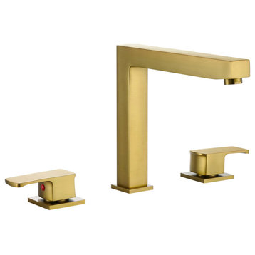 Calden Deck-Mount 8" Widespread Roman Tub Faucet, Brushed Gold