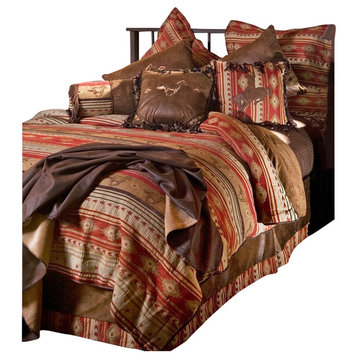 Flying Horse Western Striped Bedding Set, Full/Queen