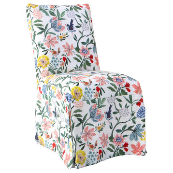 Zachary Slipcover Dining Chair, Cari Garden Rose