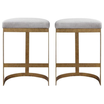 Home Square Modern Counter Stool in Antique Gold Finish - Set of 2