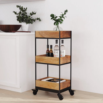 Fulham Kitchen Cabinet or Cart, Natural Mango