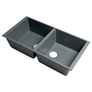 AB3420UM-T Titanium 34" Undermount Double Bowl Granite Composite Kitchen Sink