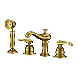 Gold Finish Dual Handle Widespread Bathroom Basin Sink Faucet - Bathroom Sink Faucets