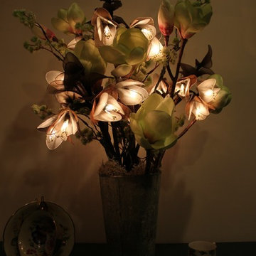 Stars Fell in Alabama - Green Magnolia Tree in Grey Glass Vase