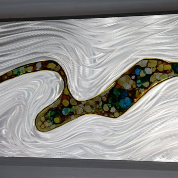 Edge of Dawn - Silver, Brown & Yellow Contemporary Metal Wall Art