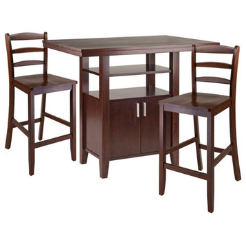 Winsome Albany 3 Piece Counter Height Dining Set With Ladder Back Stools