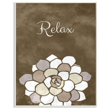 Stupell Industries Relax Mosaic Flower Brown Bathroom Design, 13 x 19