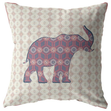 Elephant Silhouette Double Sided Suede Pillow, Zippered, Magenta