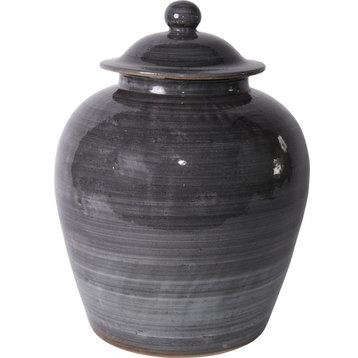 Jar Vase VILLAGE Lidded Iron Gray Colors May Vary Variable Ceramic