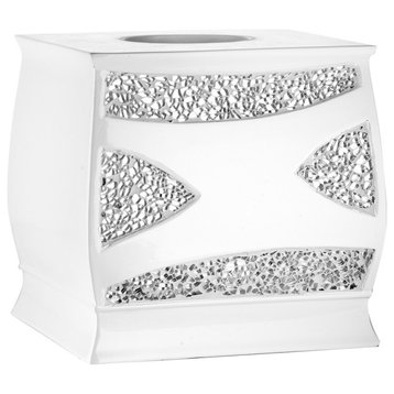 Popular Bath Sinatra White Bath Accessories Tissue Box - 6"H x 6"W x 6"D