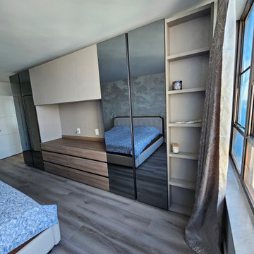 Master bedroom with custom Italian wardrobe.