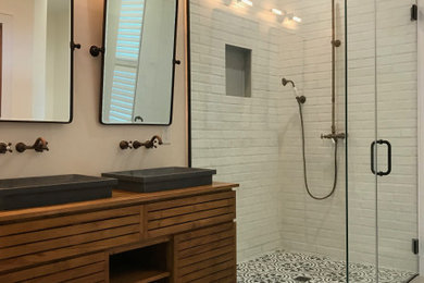 Modern Bathroom with Teak Double Vanity