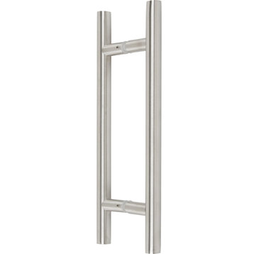 Back To Back Ladder Pull For Heavy Glass Frameless Shower Doors,  Brushed Nickel