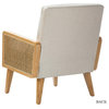 Delphine Cane Accent Chair, Rattan Armchair, Linen