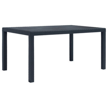 vidaXL Patio Table Garden Dining Table with Rattan Look Plastic Anthracite