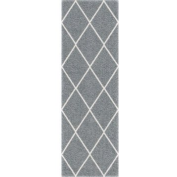 Unique Loom Ivory/Gray Diamond Decatur Area Rug, Dark Gray/Ivory, 2'2x6'0