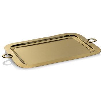 Ollie Gold Polished Brass Serving Tray, 26.75" x 16"