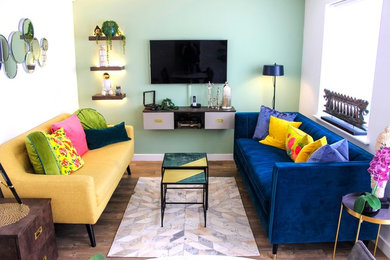 Example of a small trendy living room design in West Midlands