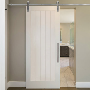 Shaker Barn Door with Panel in 10 different panel designs + Hardware , Finished (Painted), 48"x84" Inches