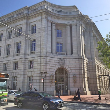 Sound-absorping stretch ceilings and walls inside governmental building