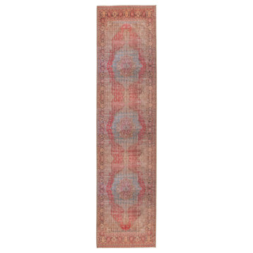 Kate Lester + Jaipur Living Leonine Medallion Red/ Blue Runner Rug 2'6"X10'