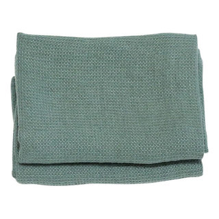 Linen Waffle Hand Towels Stone Blue - LinenMe