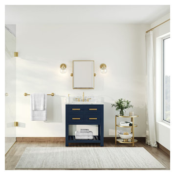 The Nile Bathroom Vanity, Single Sink, 30", Monarch Blue, Freestanding