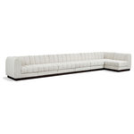 Meridian Furniture - Quinn Chenille Upholstered 7-Piece L-Shaped Modular Sectional, Cream - The Quinn Modular Sectional is a stunning piece crafted in a rich and luxurious cream chenille fabric. Its awe-inspiring design and exceptional quality make it a perfect addition to any space, whether it's a living room, bedroom, or office. The sectional's plush cushioning and sturdy frame provide both comfort and durability, ensuring that it will be a favorite for years to come. Whether you're looking for a statement piece or simply a comfortable seating option, the Quinn sectional is an excellent choice.