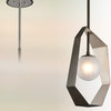 Origami LED Pendant, Frosted Clear Glass, Graphite With Silver Leaf, 12"