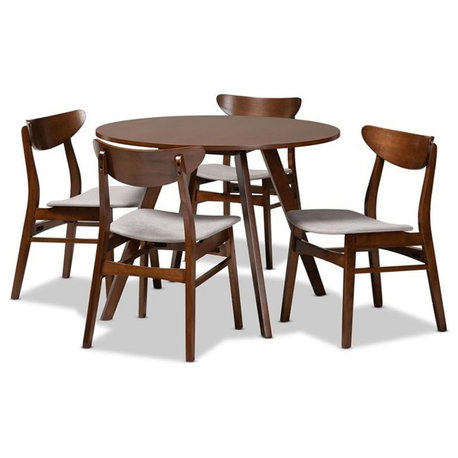 Baxton Studio Philip Gray Upholstered Wood 5-Piece Dining Set