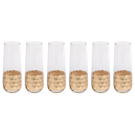 Vittorio Stemless Champagne Glasses, Set of 6, Gold