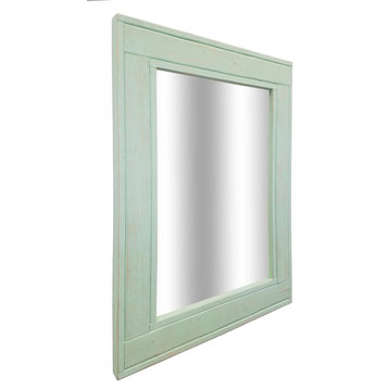 Herringbone Vanity Mirror, Garden Green, 30"x42", Vertical