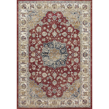Ancient Garden 57559-1464 Area Rug, Red And Ivory, 2'2"X7'7" Runner