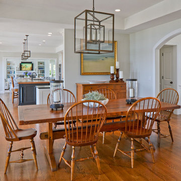 Open Floor Plan Dining with Farm Table & Iron Lantern Pendant - Salt Pond Tee -