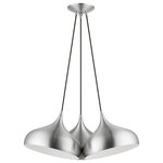 Livex Lighting - Livex Lighting 3 Light Brushed Aluminum Cluster Pendant - The modern, minimal Amador teardrop 3-light cluster pendant features brushed aluminum finish shades with a shiny white finish inside. Polished chrome finish accents complete the look.