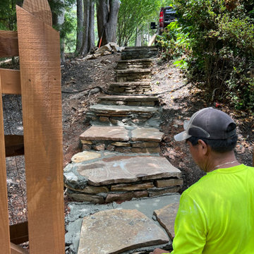 French Style Flagstone & River Stone stair treads/Patio.