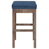 Ander Bonded Leather Counter Stool Drift Wood Legs, Vintage Blue (Set Of 2)