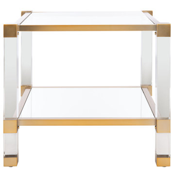 Angie End Table - Clear, Brass