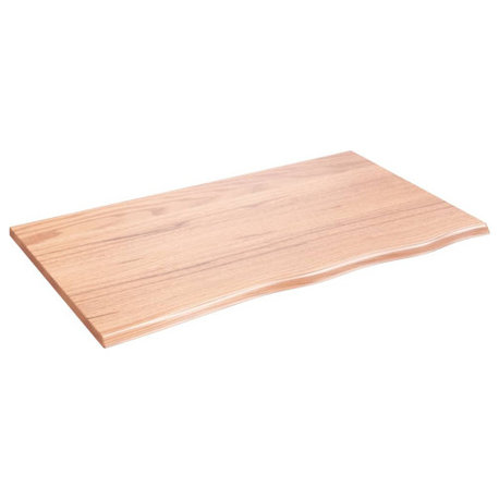 vidaXL Bathroom Countertop Live Edge Vanity Top Light Brown Treated Solid Wood