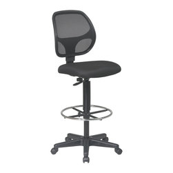 Deluxe Black Mesh Back Drafting Chair with 20" Diameter Foot ring - Living Room Chairs
