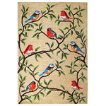 Liora Manne - Ravella Birds On Branches Indoor/Outdoor Rug, Natural, 8'3"x11'6" - This hand-hooked area rug features a picturesque scene of colorful song birds birches on delicate tree branches. This nature inspired design will effortlessly compliment any indoor or outdoor space. Made in China from a polyester acrylic blend, the Ravella Collection is hand tufted to create vibrant multi-toned detailed designs with tight textural loops and a high quality finish. The material is flatwoven, weather resistant and treated for added fade resistance, making this area rug perfect for indoor or outdoor placement. This soft, durable area rug is ideal for your patio, sunroom or those high traffic areas such as your kitchen, living room, entryway or dining room. Intricately shaded yarns bring to life the nature inspired designs of this collection that will beautifully accent your home. Limiting exposure to rain, moisture and direct sun will prolong rug life.