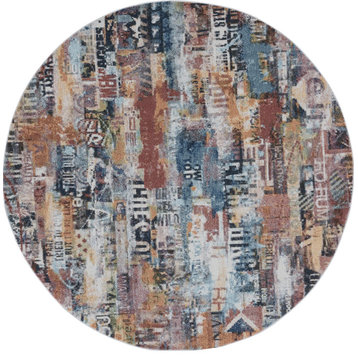 Newhaven Contemporary Abstract Area Rug, Pink, 8' Round