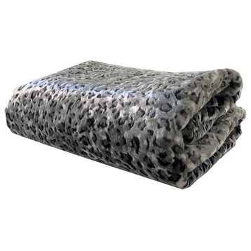 Plutus Snow Leopard Faux Fur Gray Luxury Throw