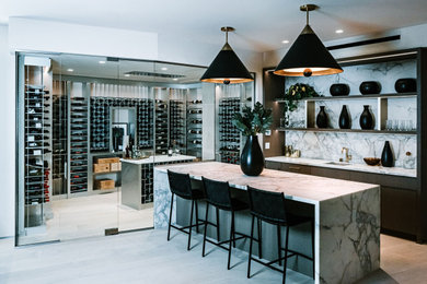Wine cellar - large contemporary wine cellar idea in San Diego